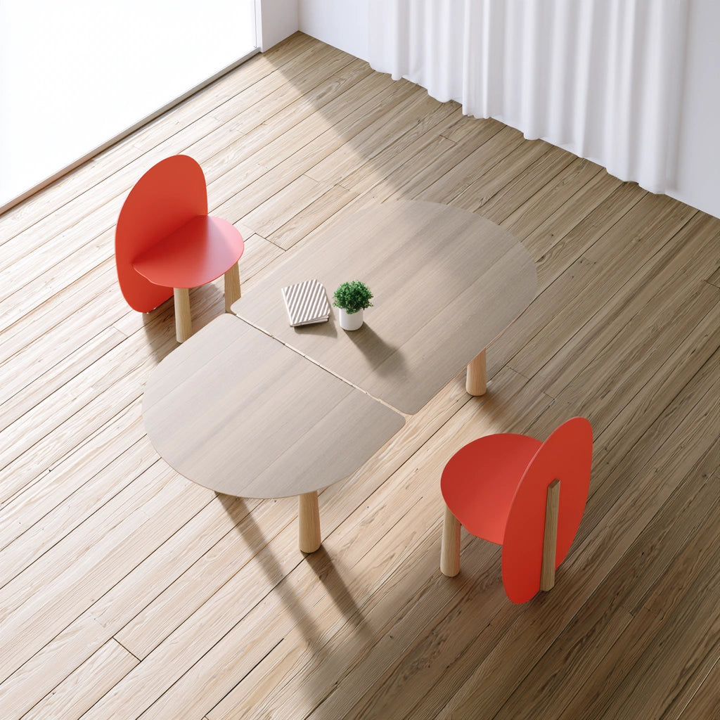 Eetkamerset met tafel en stoelen van hout, kleur naturelbruin